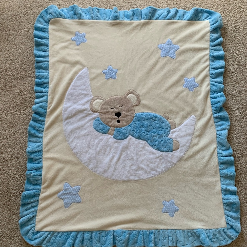 Boogie Baby Blue & Cream Baby Blanket